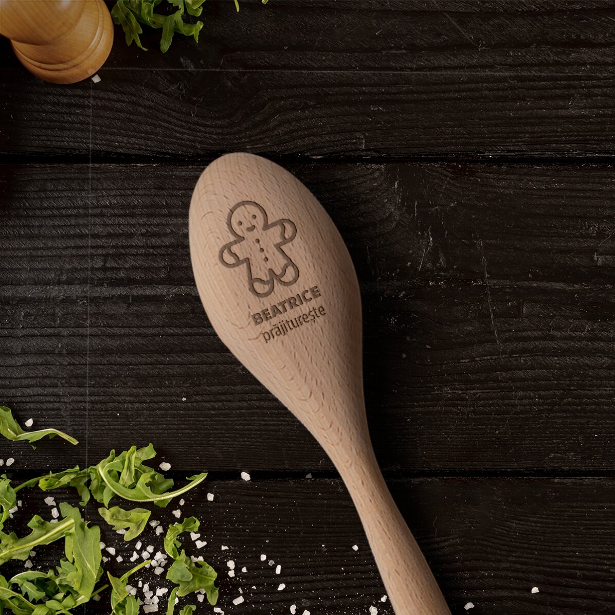 Personalised wooden spoon - Gingerbread