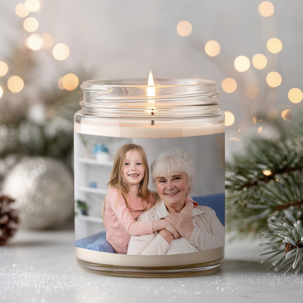Μεγάλο αρωματικό κερί, εξατομικευμένο με μια φωτογραφία