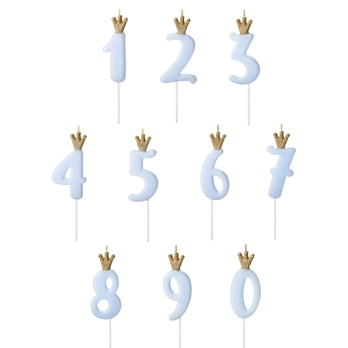 Cake candles - Blue number with crown 9.5 cm
