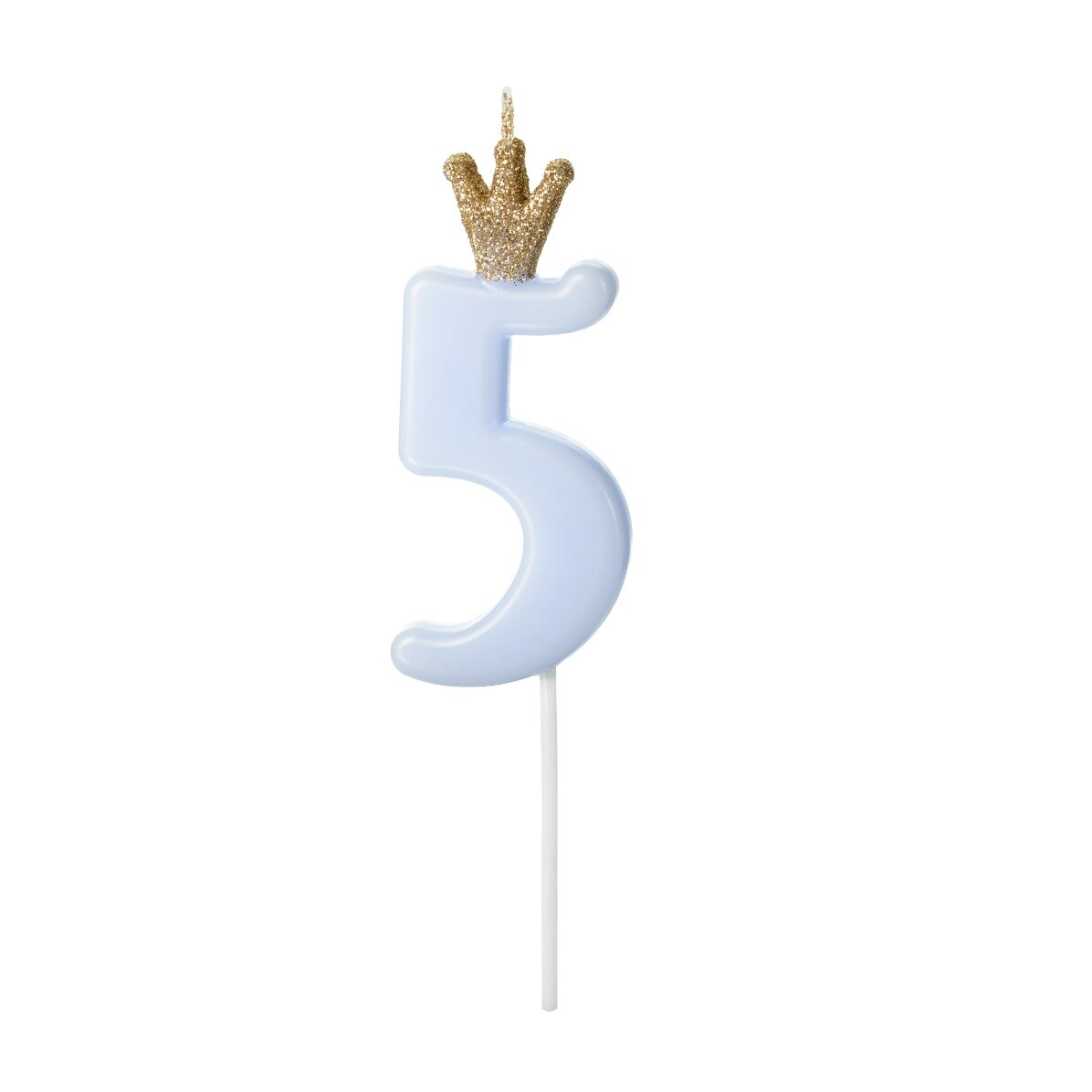 Cake candles - Blue number with crown 9.5 cm