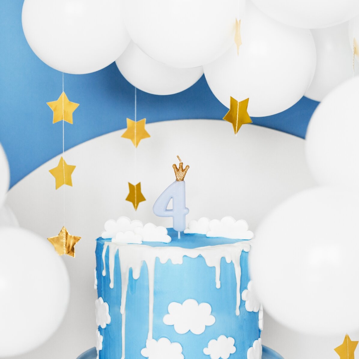 Cake candles - Blue number with crown 9.5 cm