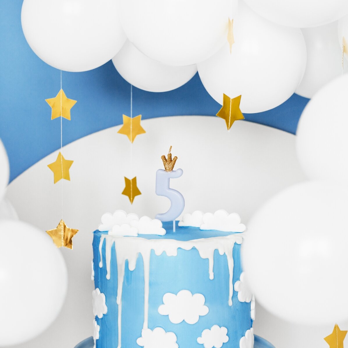 Cake candles - Blue number with crown 9.5 cm