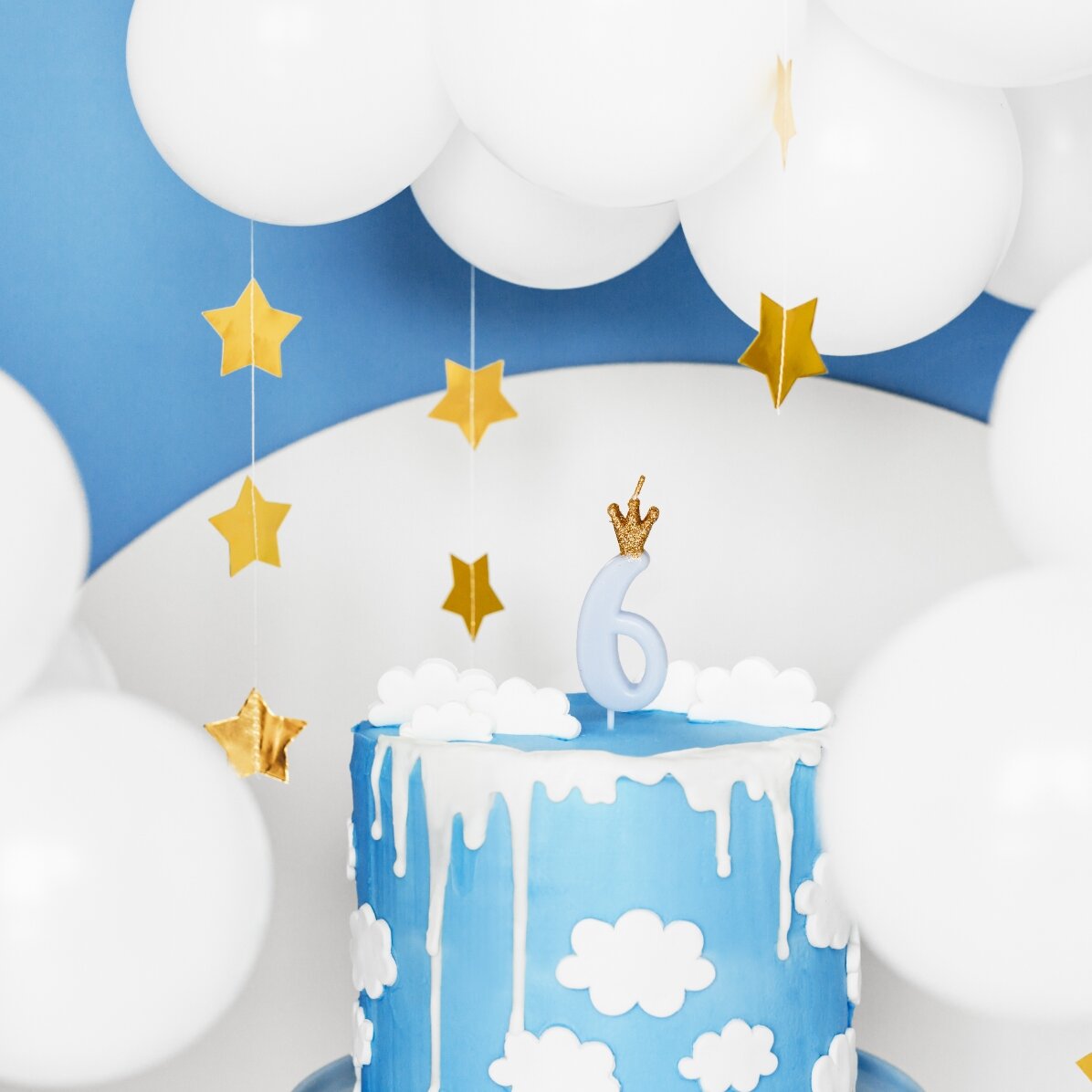 Cake candles - Blue number with crown 9.5 cm