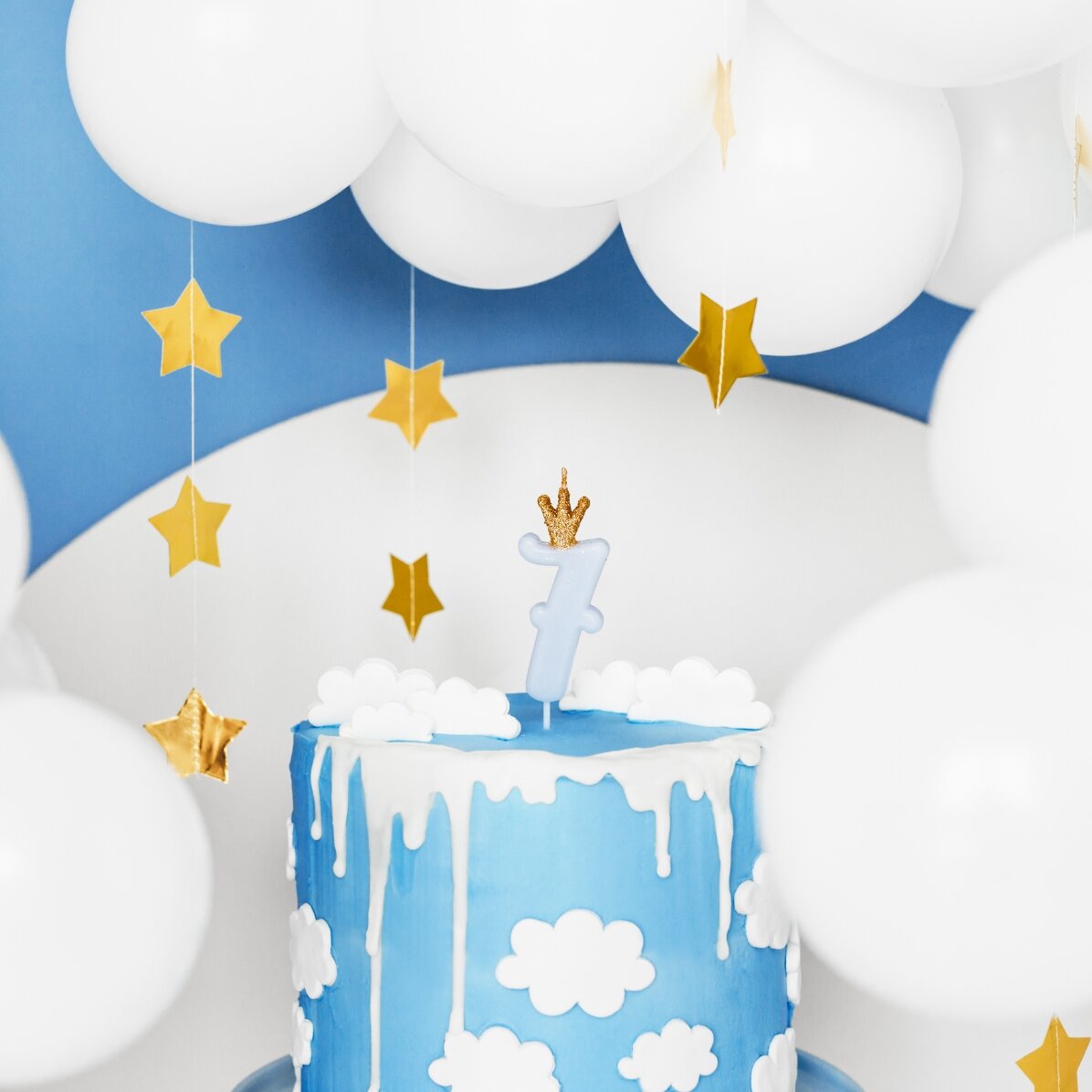 Cake candles - Blue number with crown 9.5 cm