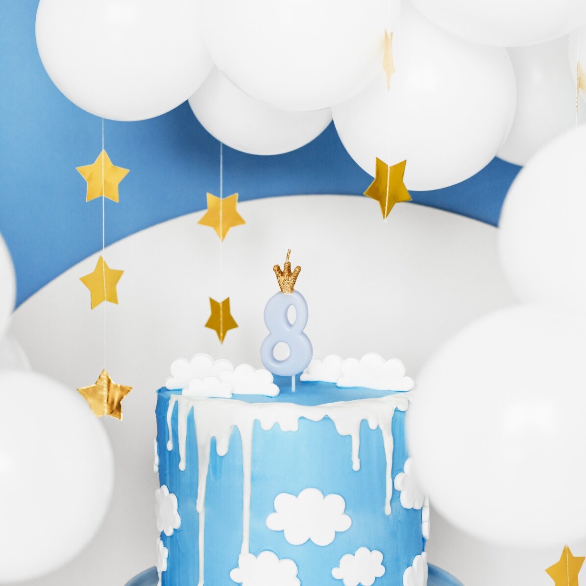 Cake candles - Blue number with crown 9.5 cm