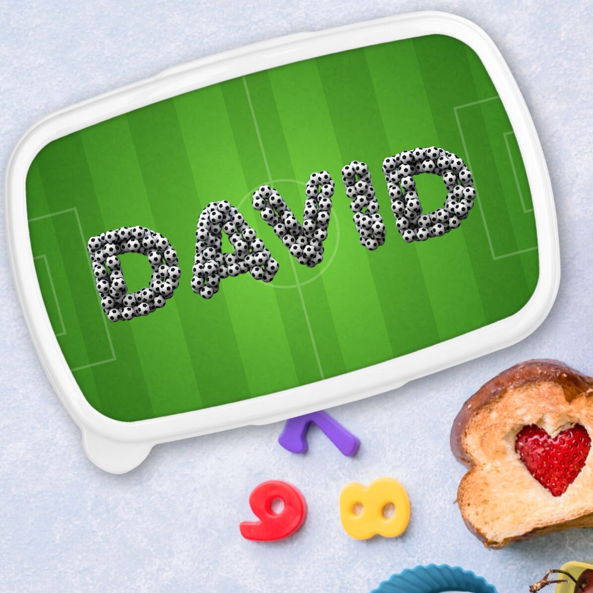 Lunch box, personalised with name - Football
