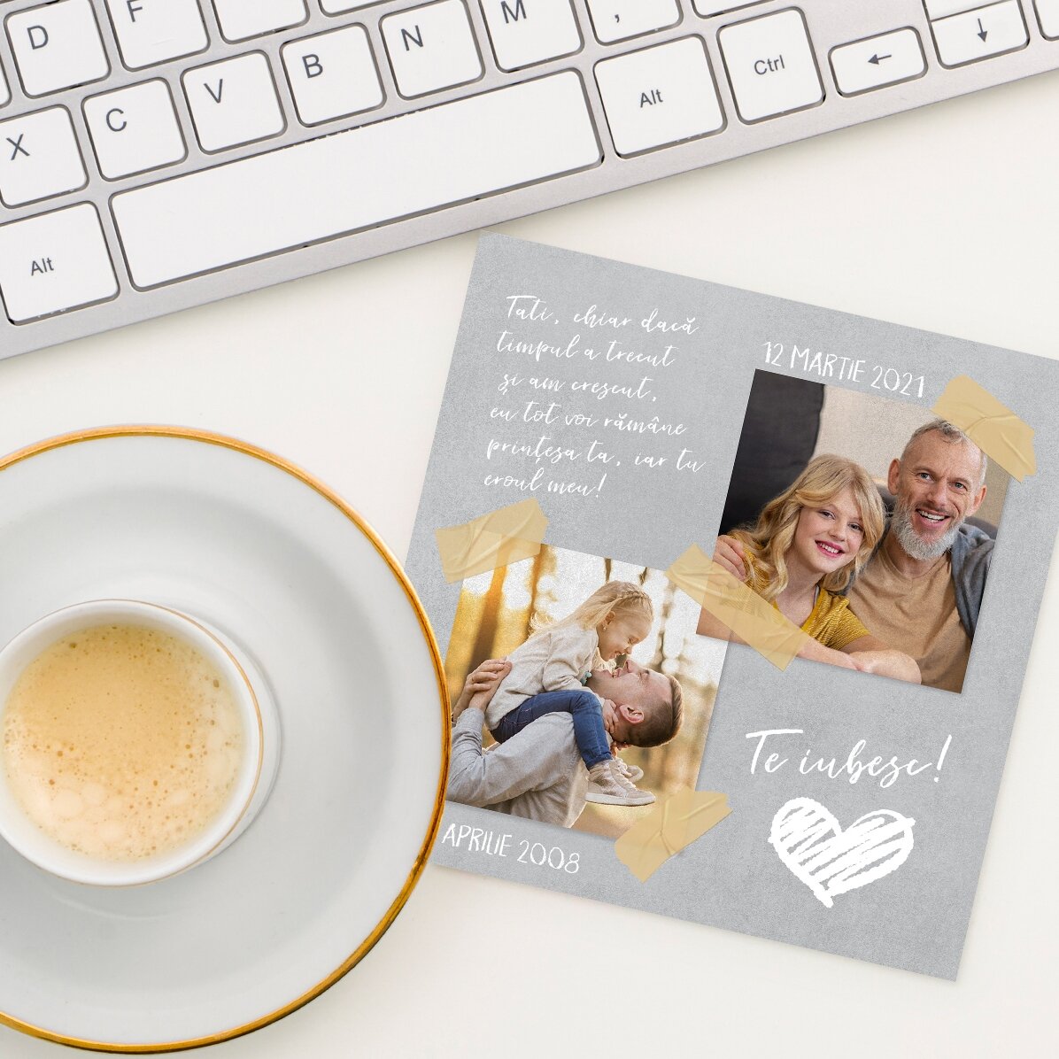 Personalised 10x10 magnet with 2 photos and text - Time