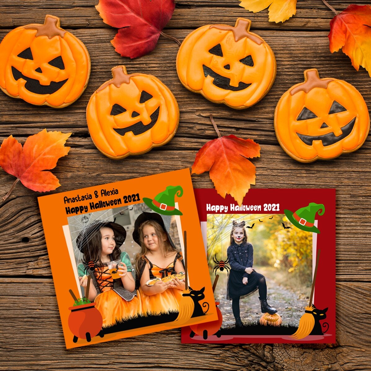 10x10 magnet personalised with a photo and text - Halloween