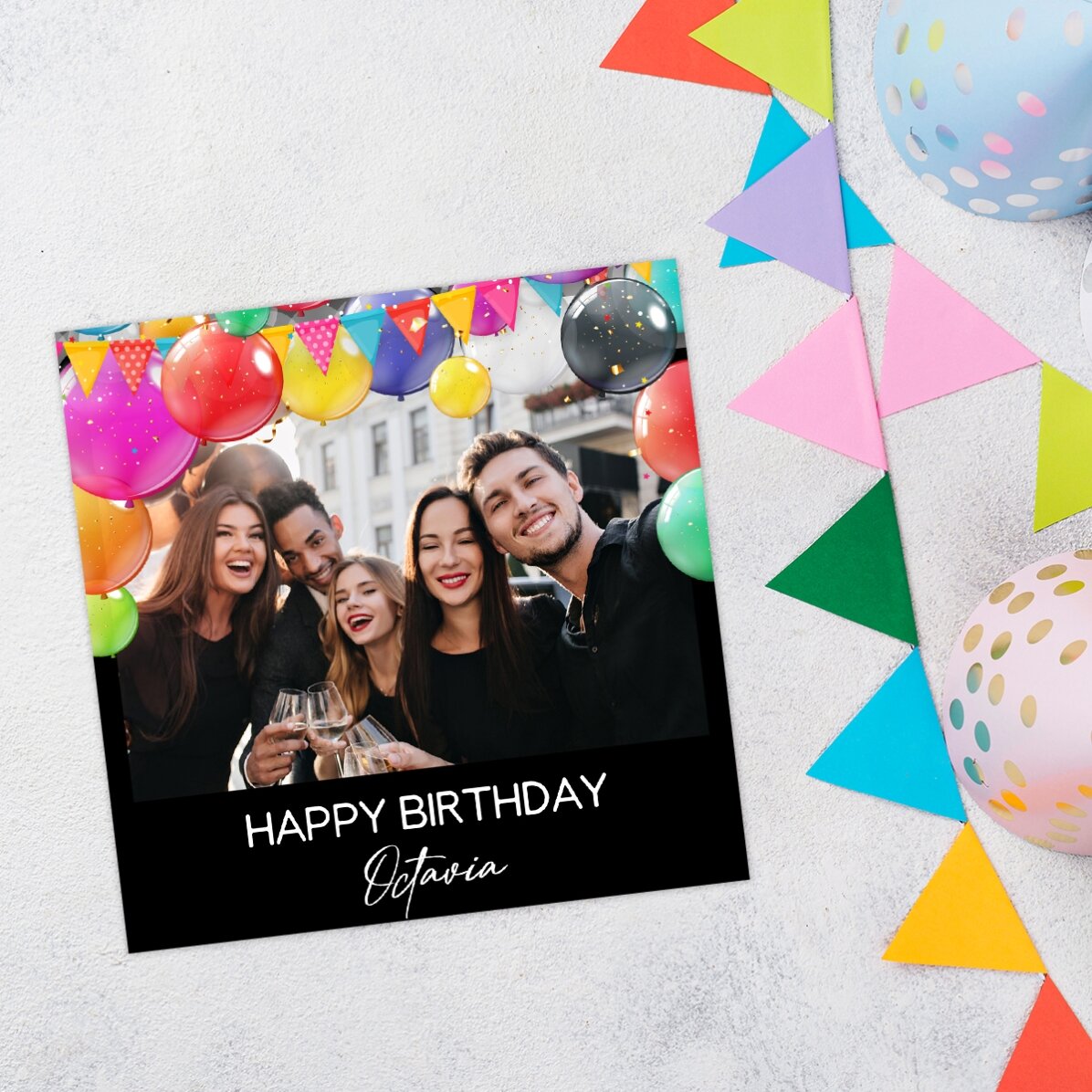 10x10 magnet personalised with a photo and text - Happy Birthday