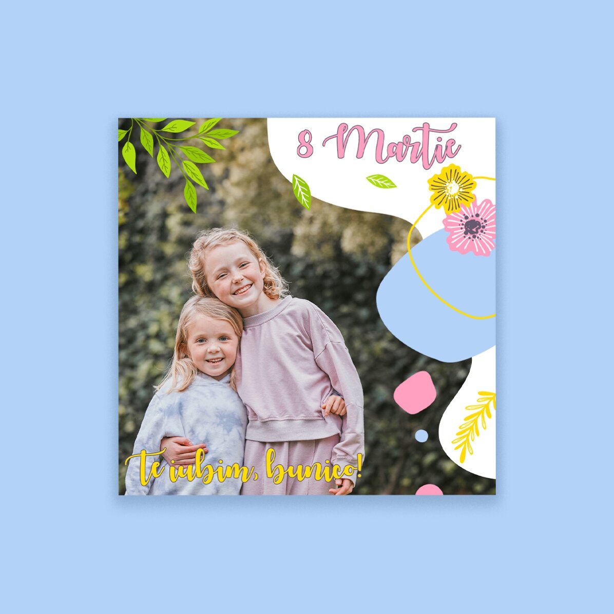Personalised 10x10 magnet with photo and text - Happiness