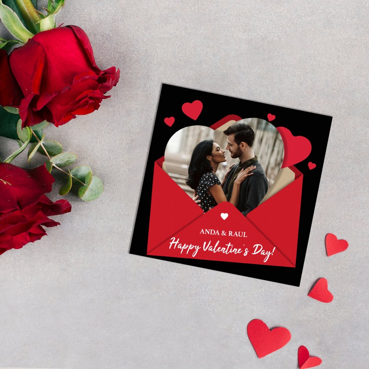 Personalised 10x10 magnet with photo and text - I love you