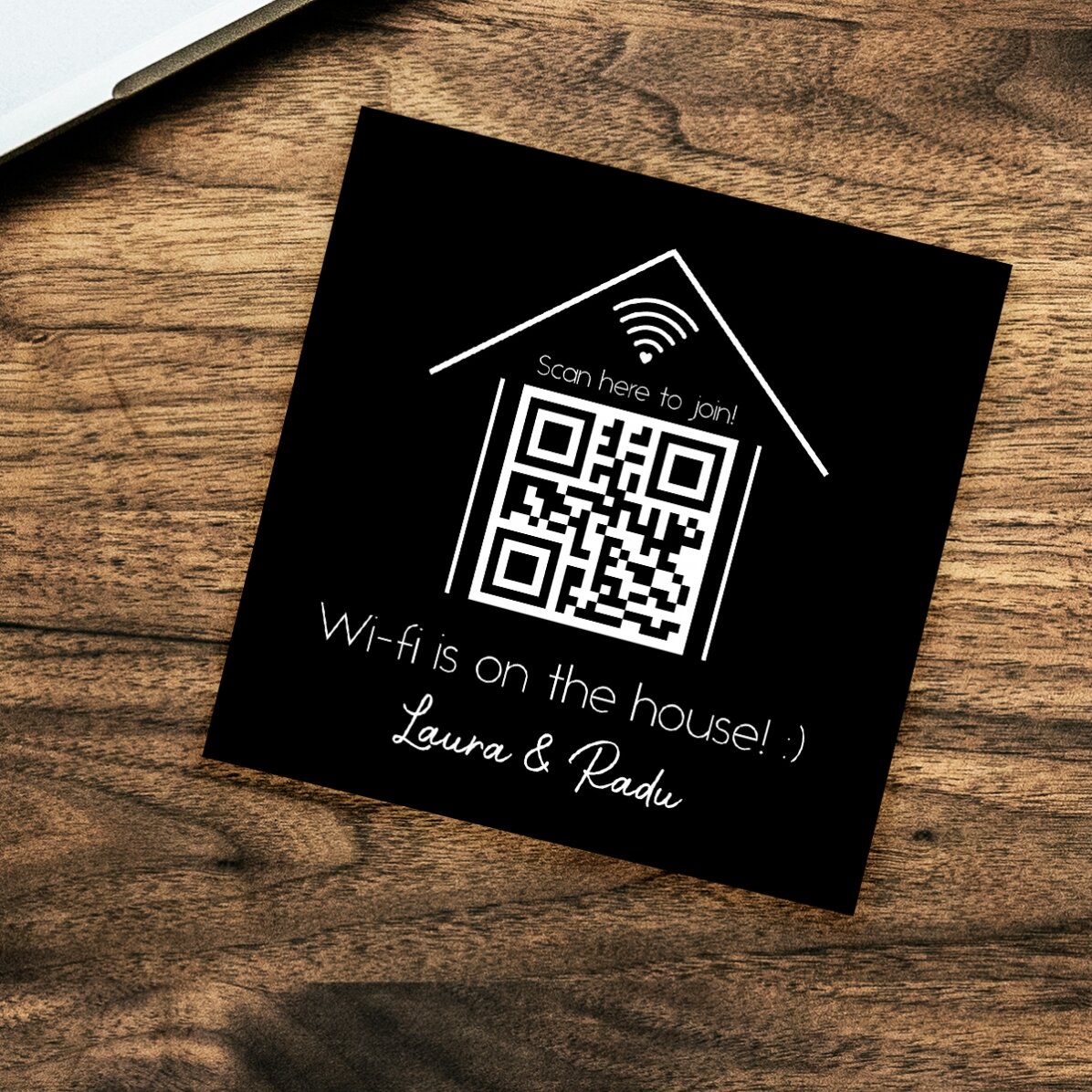 Προσαρμοσμένος μαγνήτης 10x10 με κείμενο και QR code - Σάρωσε για Wi-Fi
