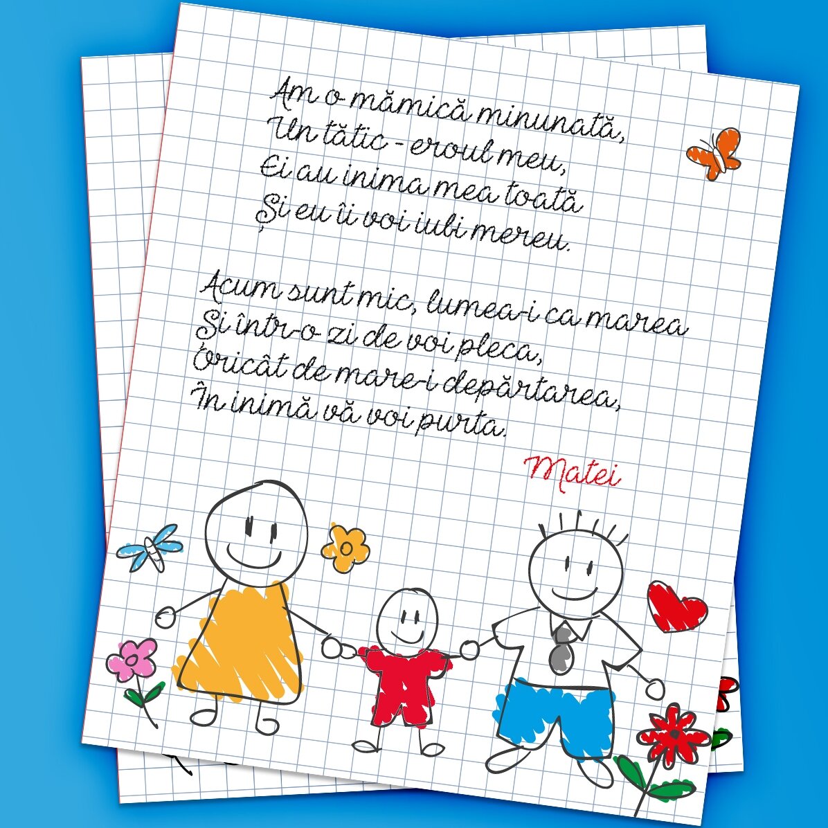 10x12 cm magnet personalised with a poem for parents - Boy