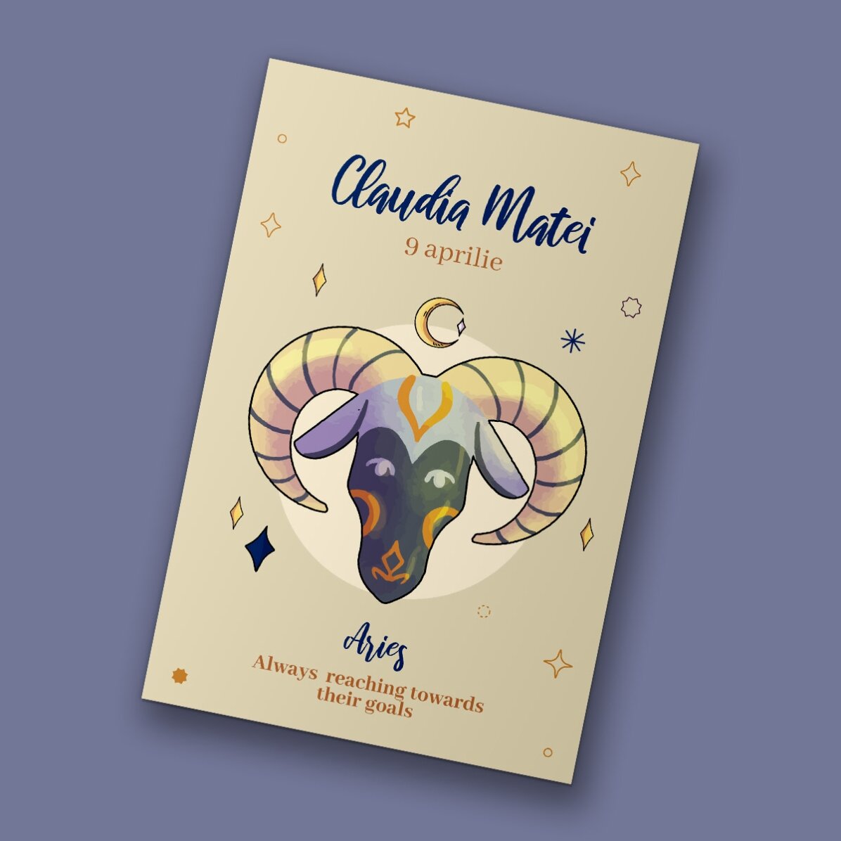 10x15 cm magnet personalised with text - Aries zodiac sign