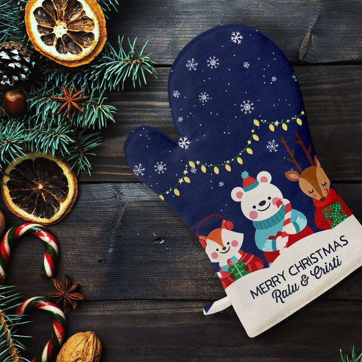 Προσαρμοσμένο γάντι κουζίνας με κείμενο - Christmas Night