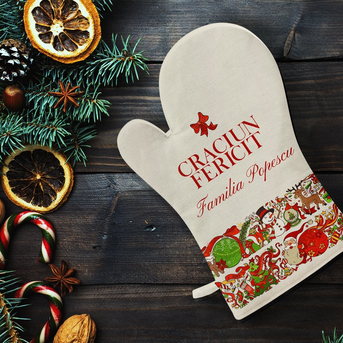 Προσαρμοσμένο γάντι κουζίνας με κείμενο - Traditional Christmas