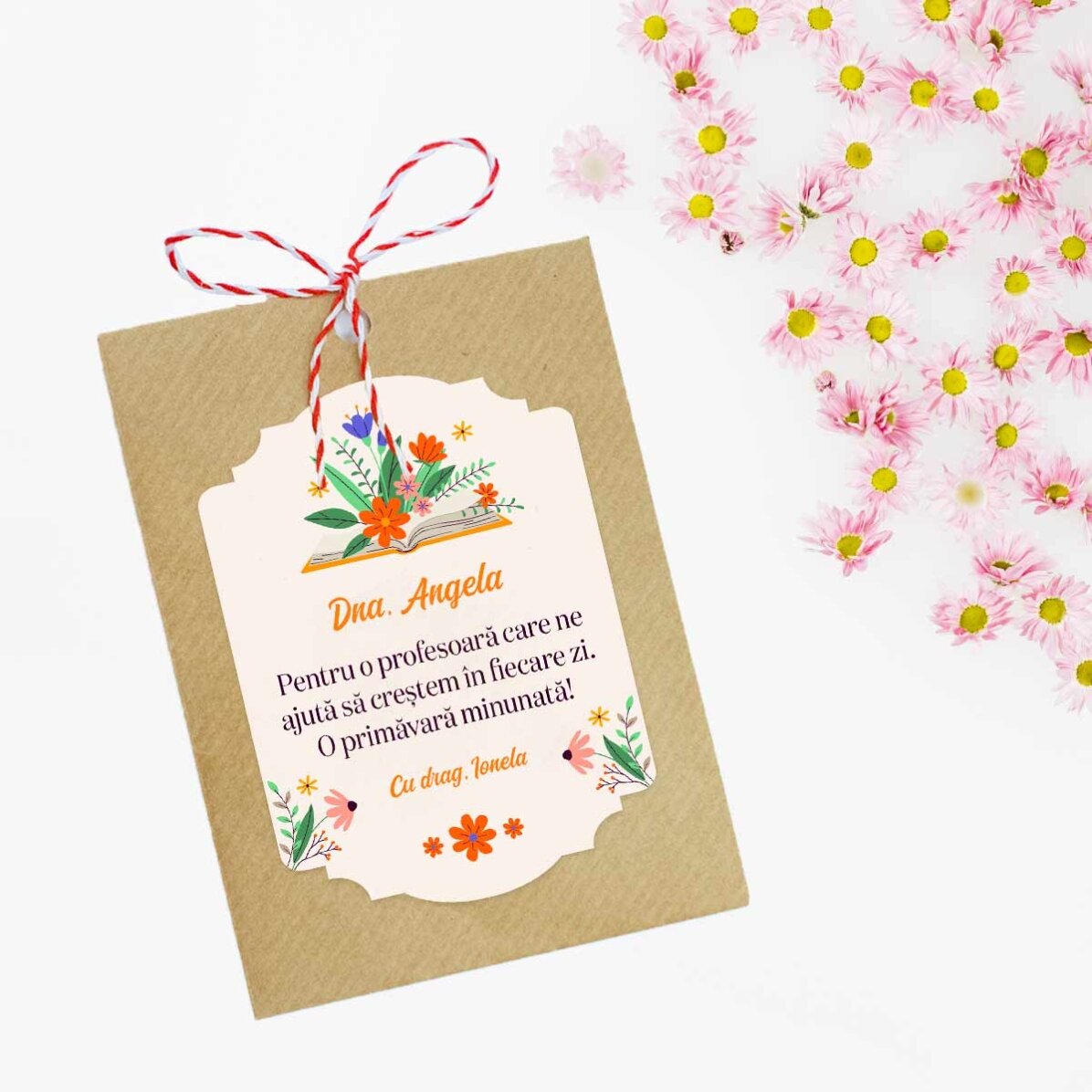 Προσαρμοσμένο Martisor που φυτεύεται, με κείμενο για τις καθηγήτριες