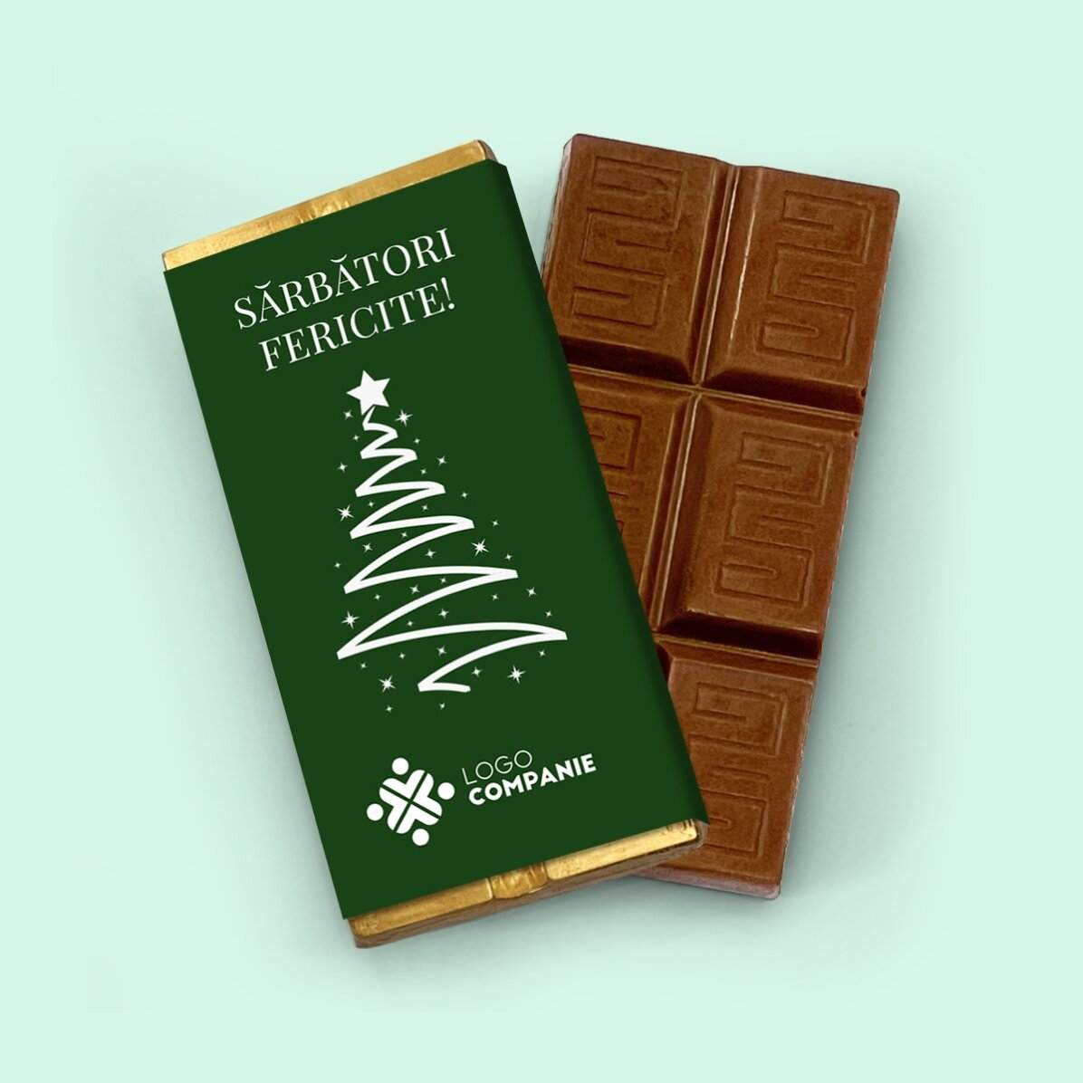 Μίνι ταμπλέτα σοκολάτας, εξατομικευμένη με λογότυπο και μήνυμα - Καλές γιορτές