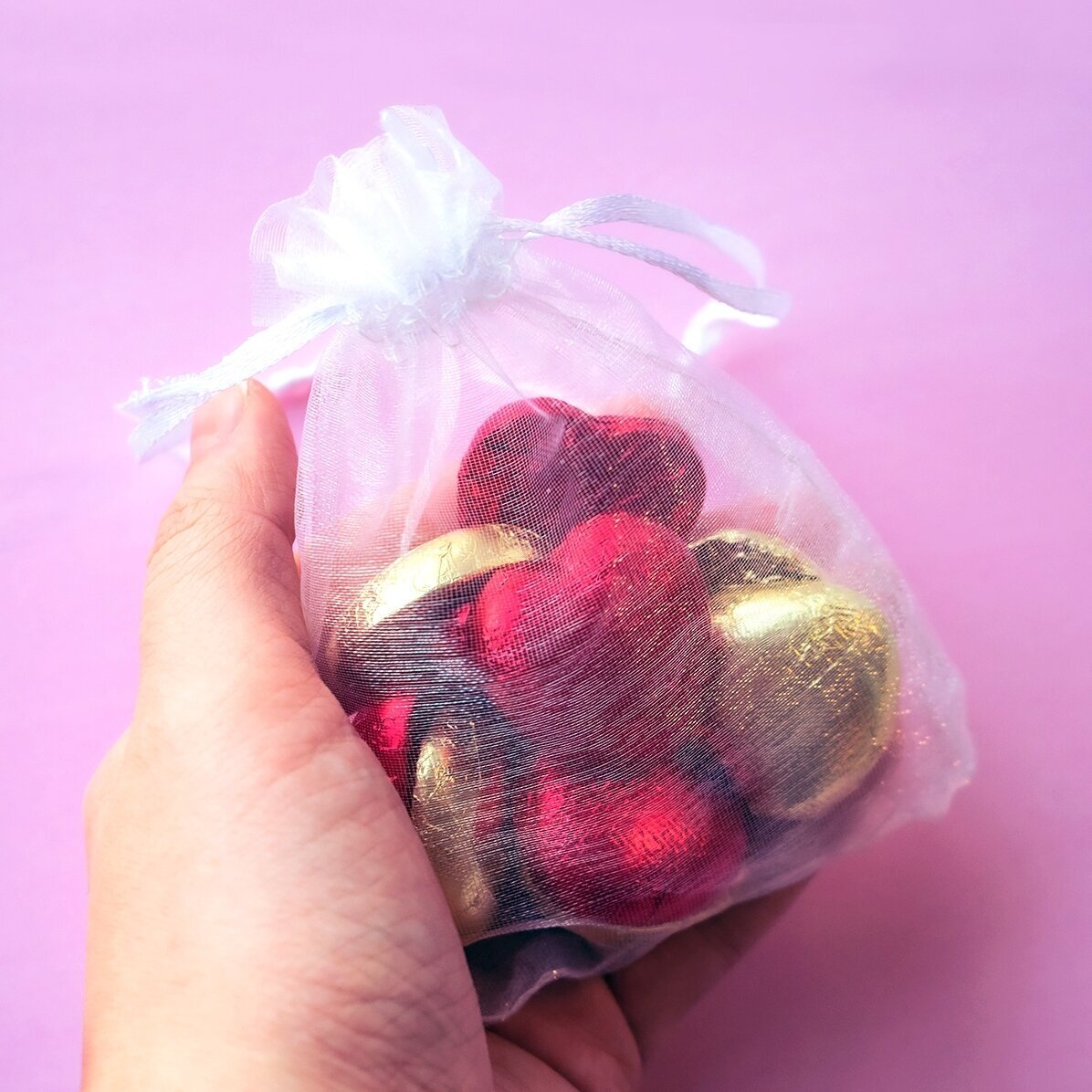 Set of 10 mini heart chocolates personalised with photos and text - Love
