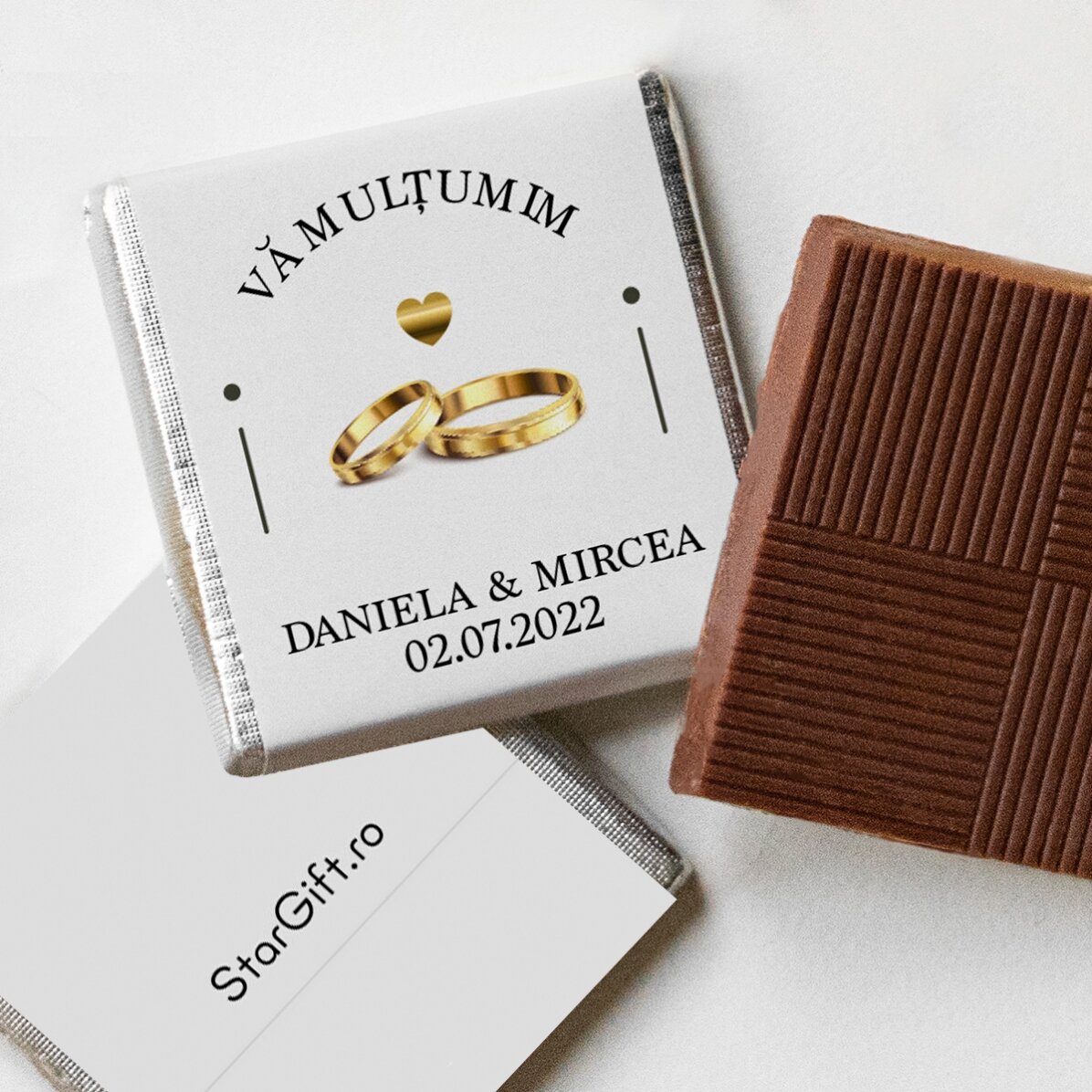 Μίνι σοκολατάκι για γαμήλια αναμνηστικά, εξατομικευμένο με κείμενο - Ευχαριστούμε