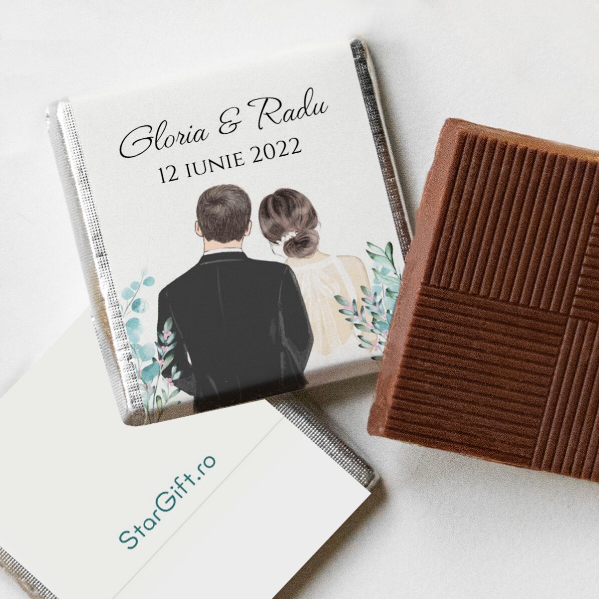 Mini chocolate favour personalised with text - Our wedding