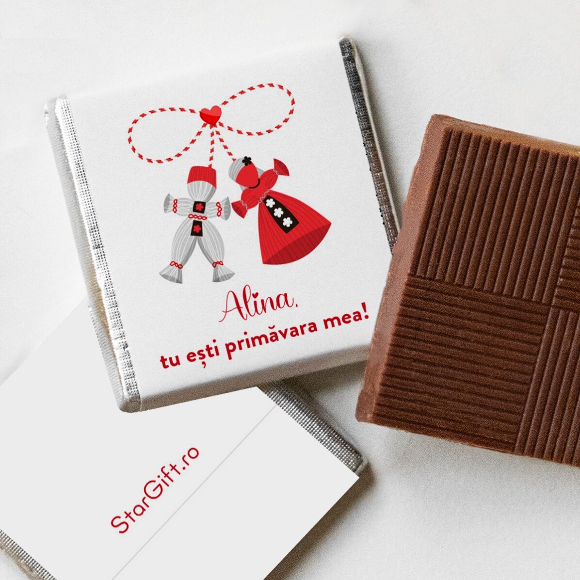 Mini chocolate personalised with romantic text