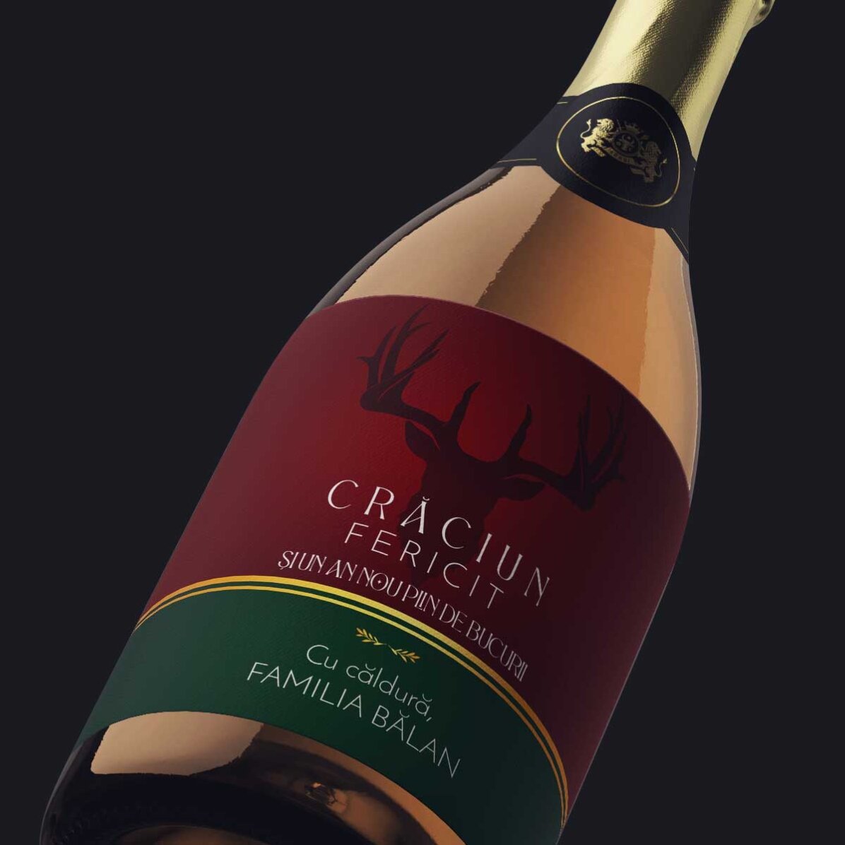 Mini bottle of sparkling wine personalised with text - Winter holidays