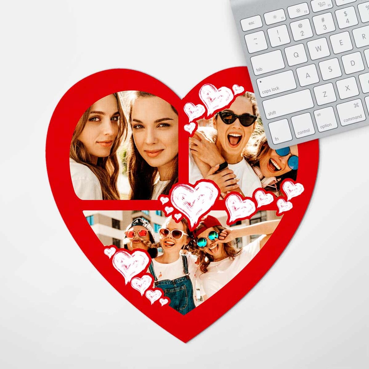 Προσαρμοσμένο mouse pad σε σχήμα καρδιάς με 3 φωτογραφίες