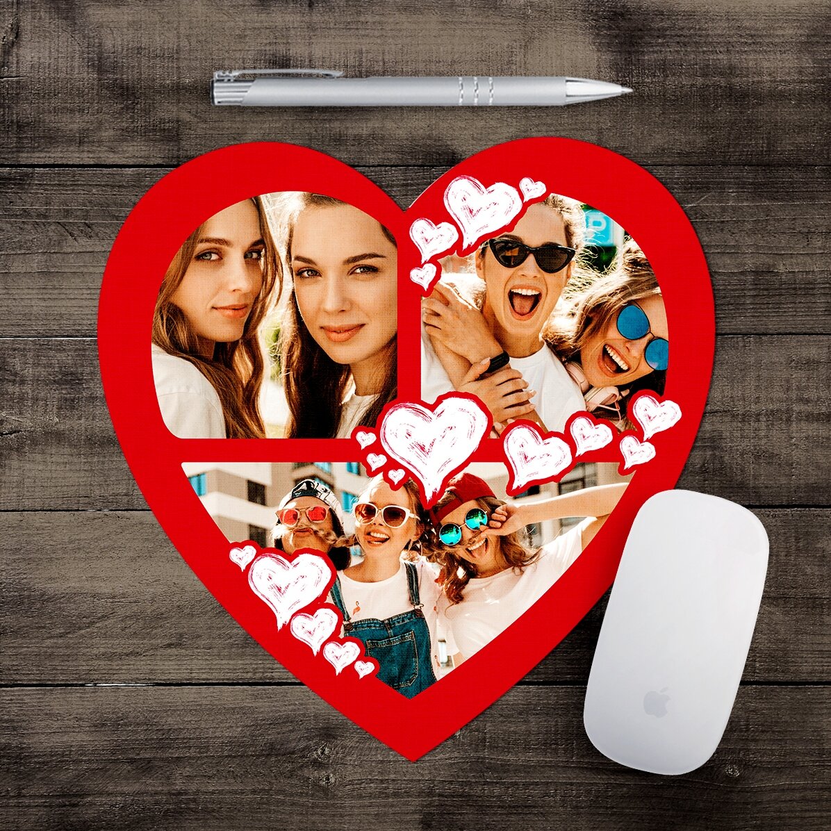 Προσαρμοσμένο mouse pad σε σχήμα καρδιάς με 3 φωτογραφίες