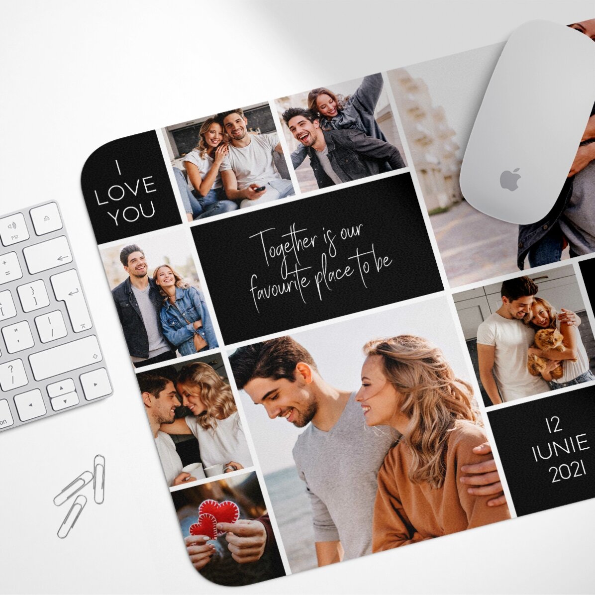 Προσαρμοσμένο mouse pad XL με 9 φωτογραφίες και κείμενο - Memories