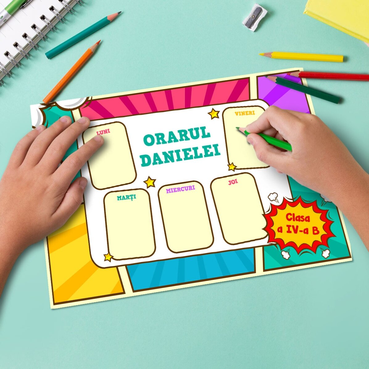 Personalised timetable with text - Comics