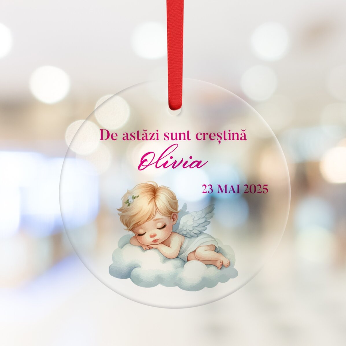 Προσαρμοσμένο στρογγυλό διακοσμητικό με κείμενο - Βάπτιση