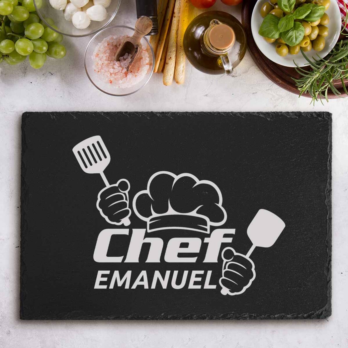Personalised engraved slate plaque with text - Chef Puternic
