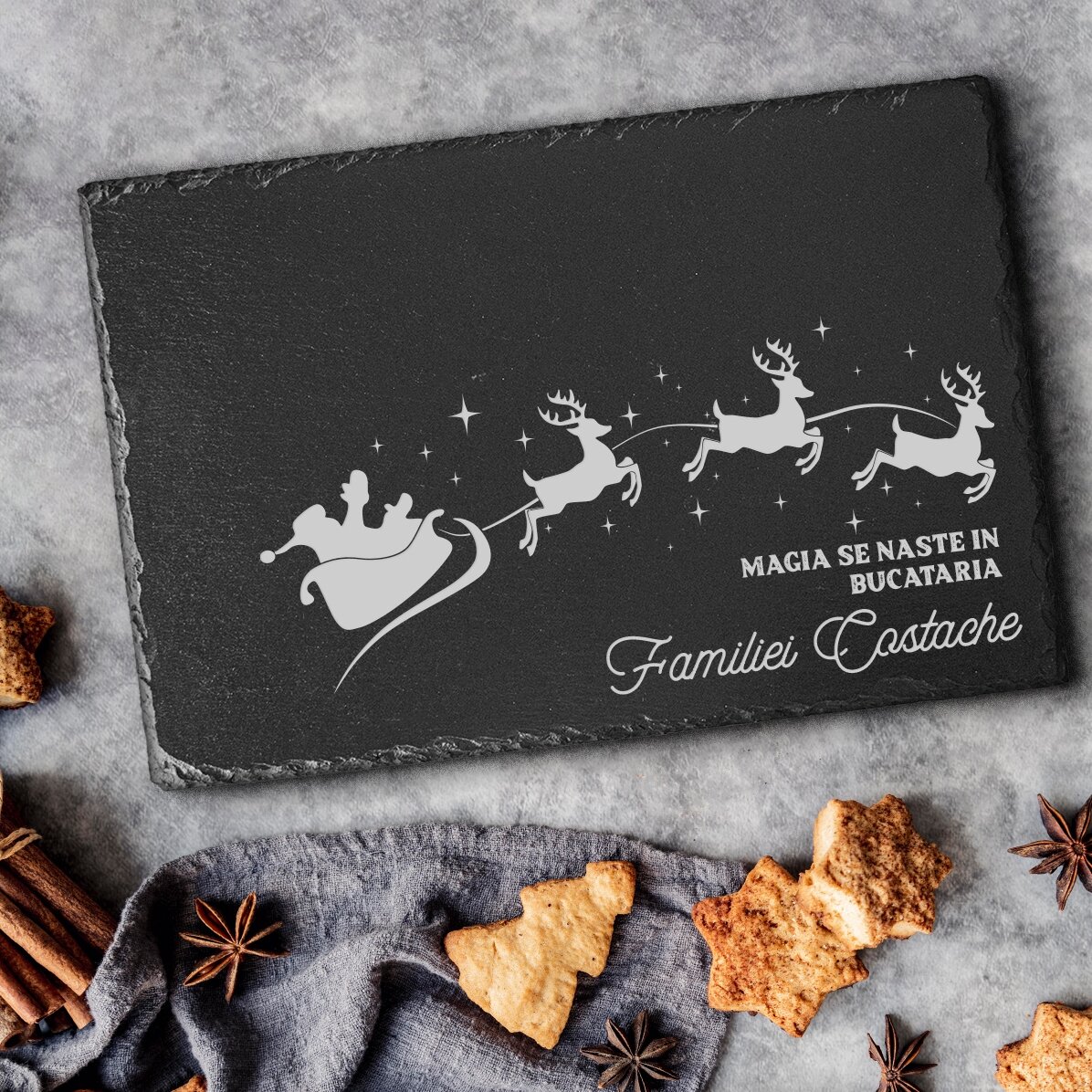 Personalised engraved slate plaque with text - The Magic of Christmas