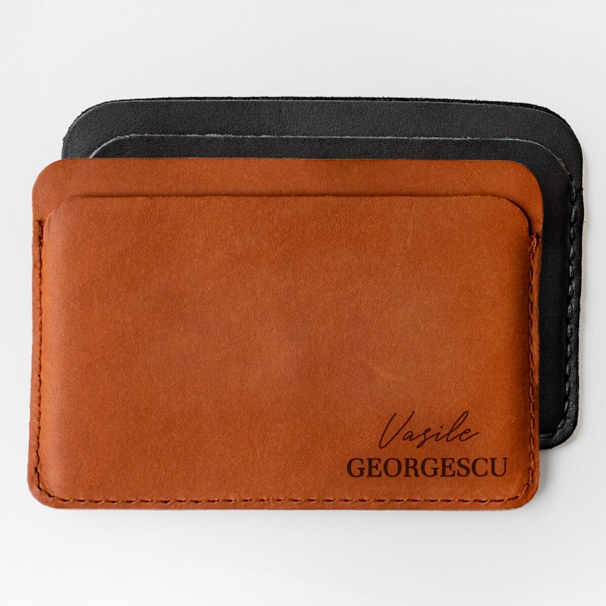 Personalised leather wallet with 2 names