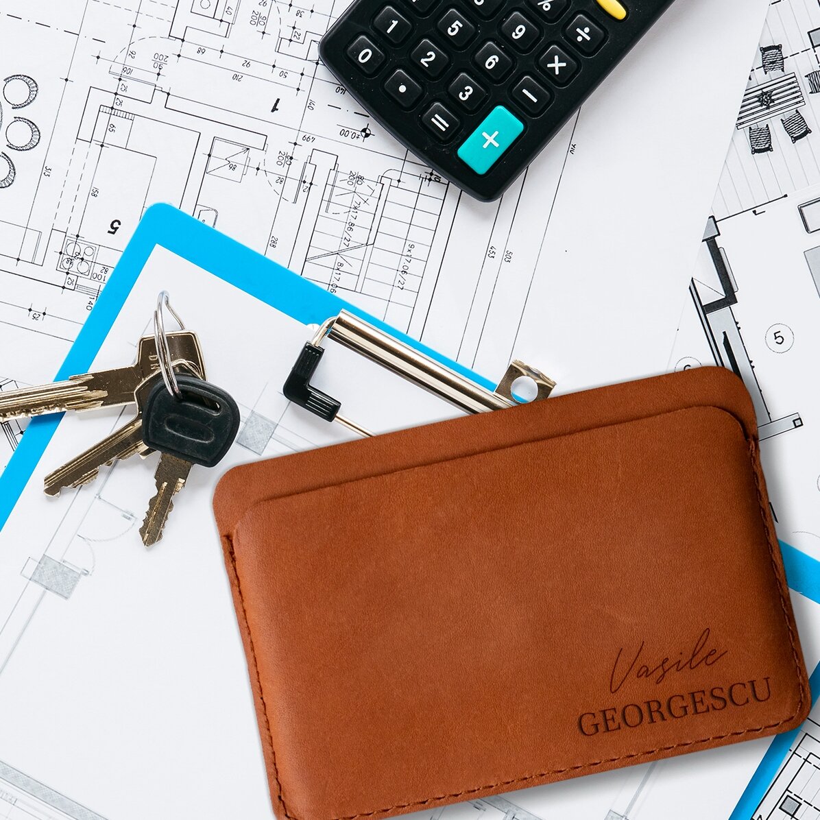 Personalised leather wallet with 2 names