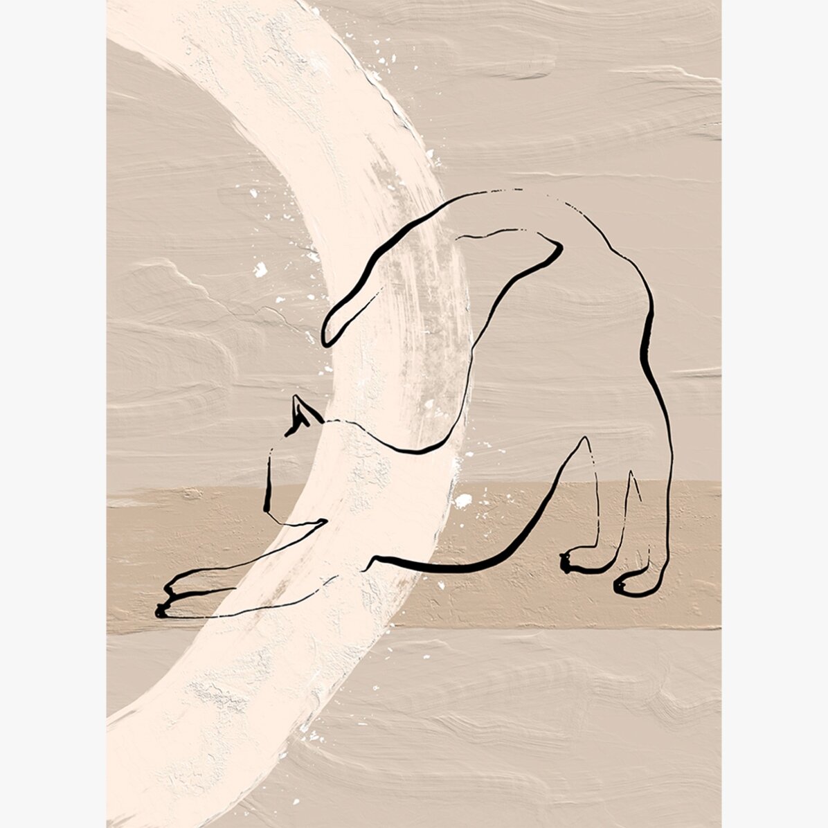 Minimalist line art cat poster