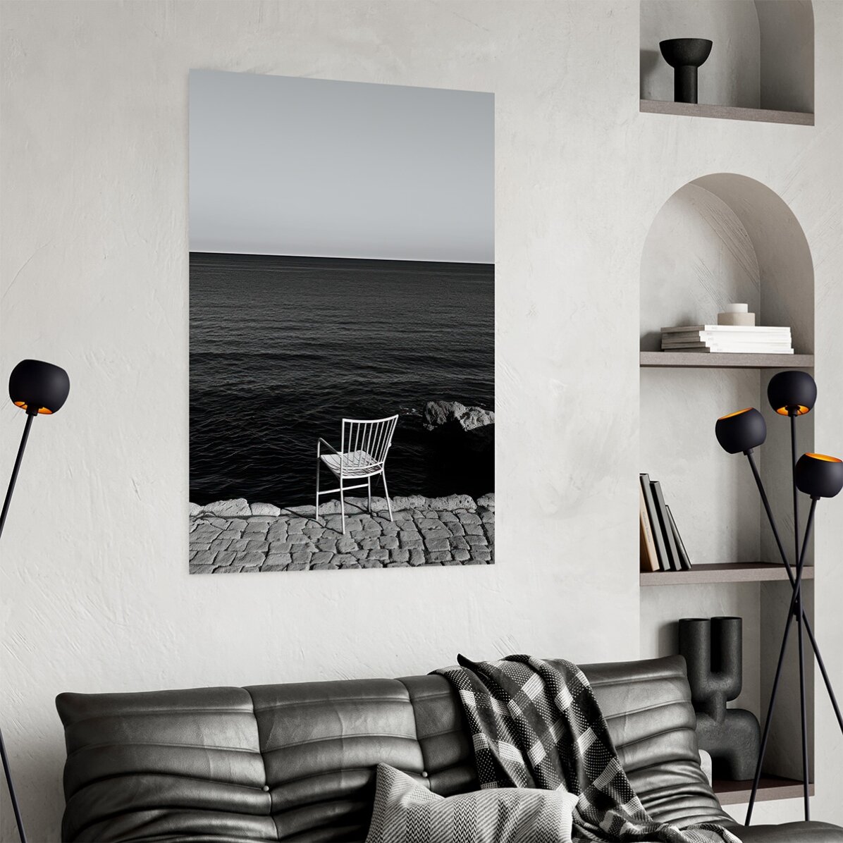 Poster Solitary chair by the sea