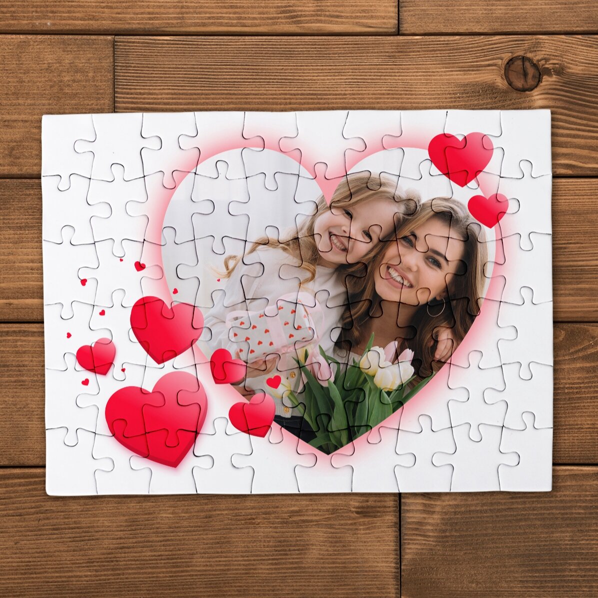 Personalised puzzle with a photo and text, 20x15 cm - Heart