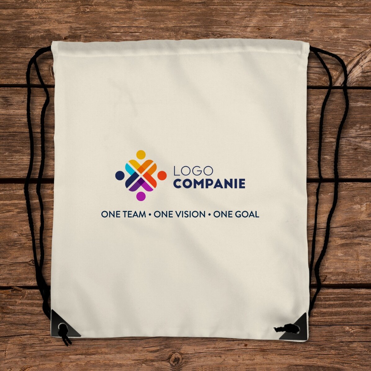 Personalised rucksack with logo and text