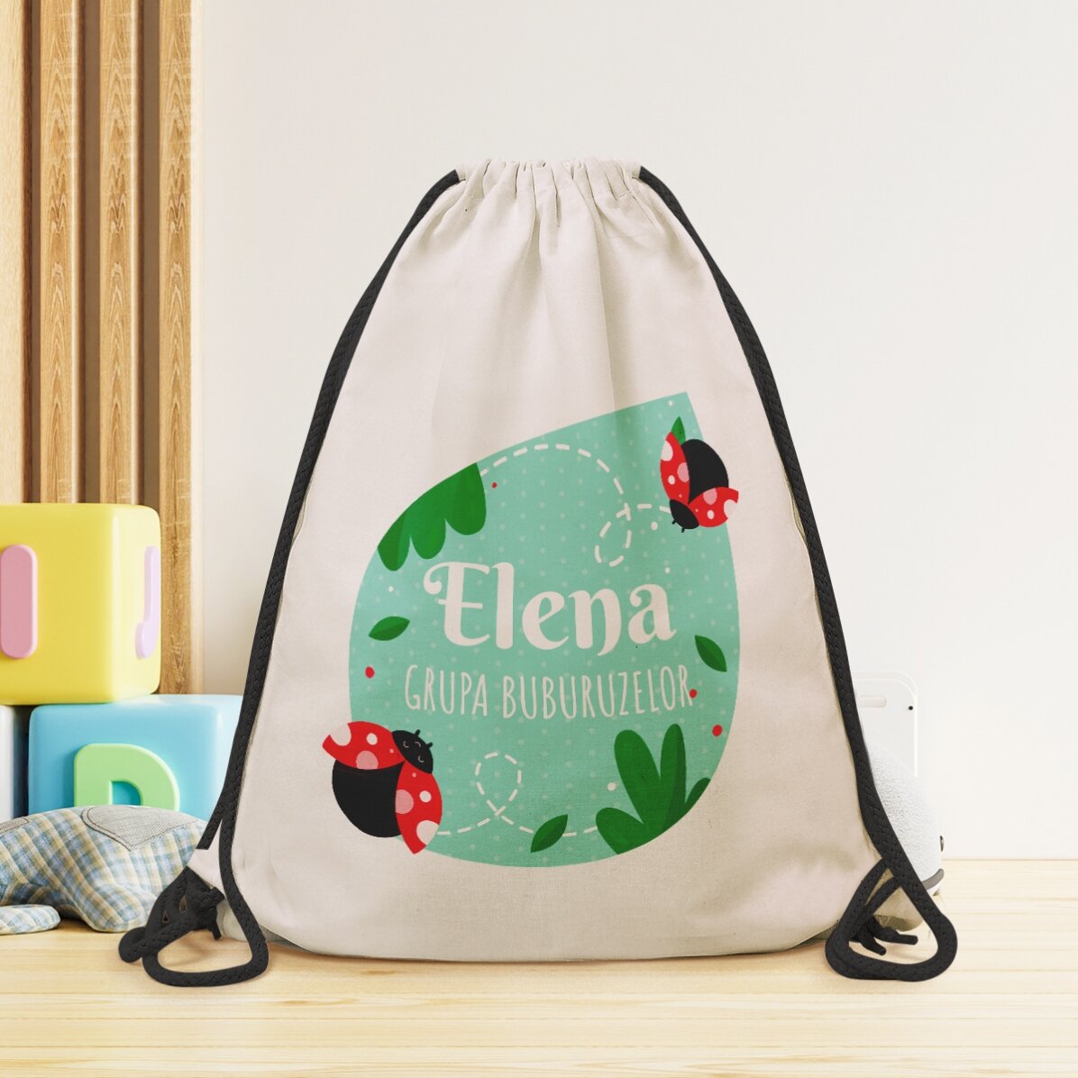 Personalised backpack with text - Ladybirds