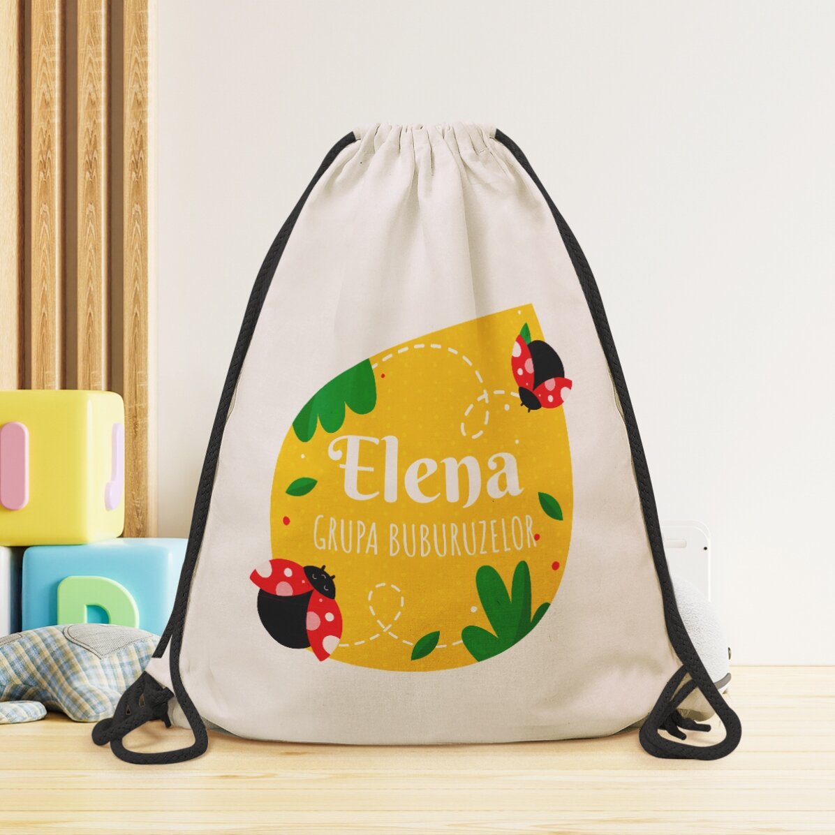 Personalised backpack with text - Ladybirds