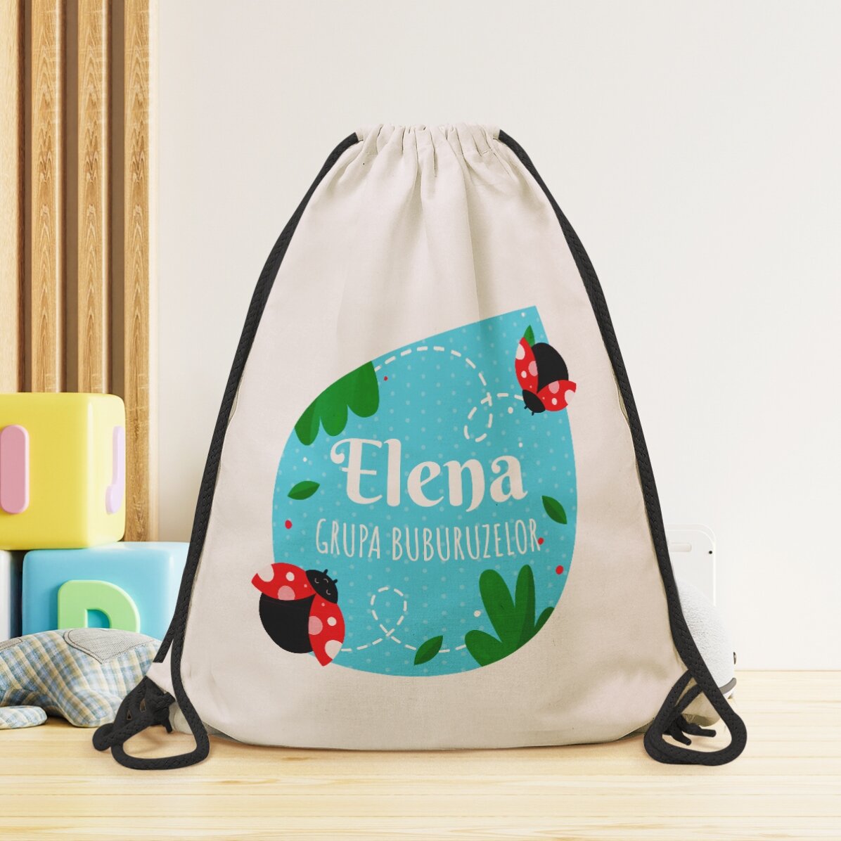 Personalised backpack with text - Ladybirds