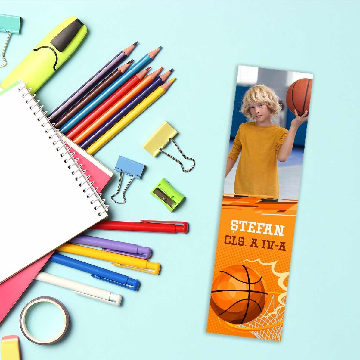 Personalised bookmark with text and photo - Basketball