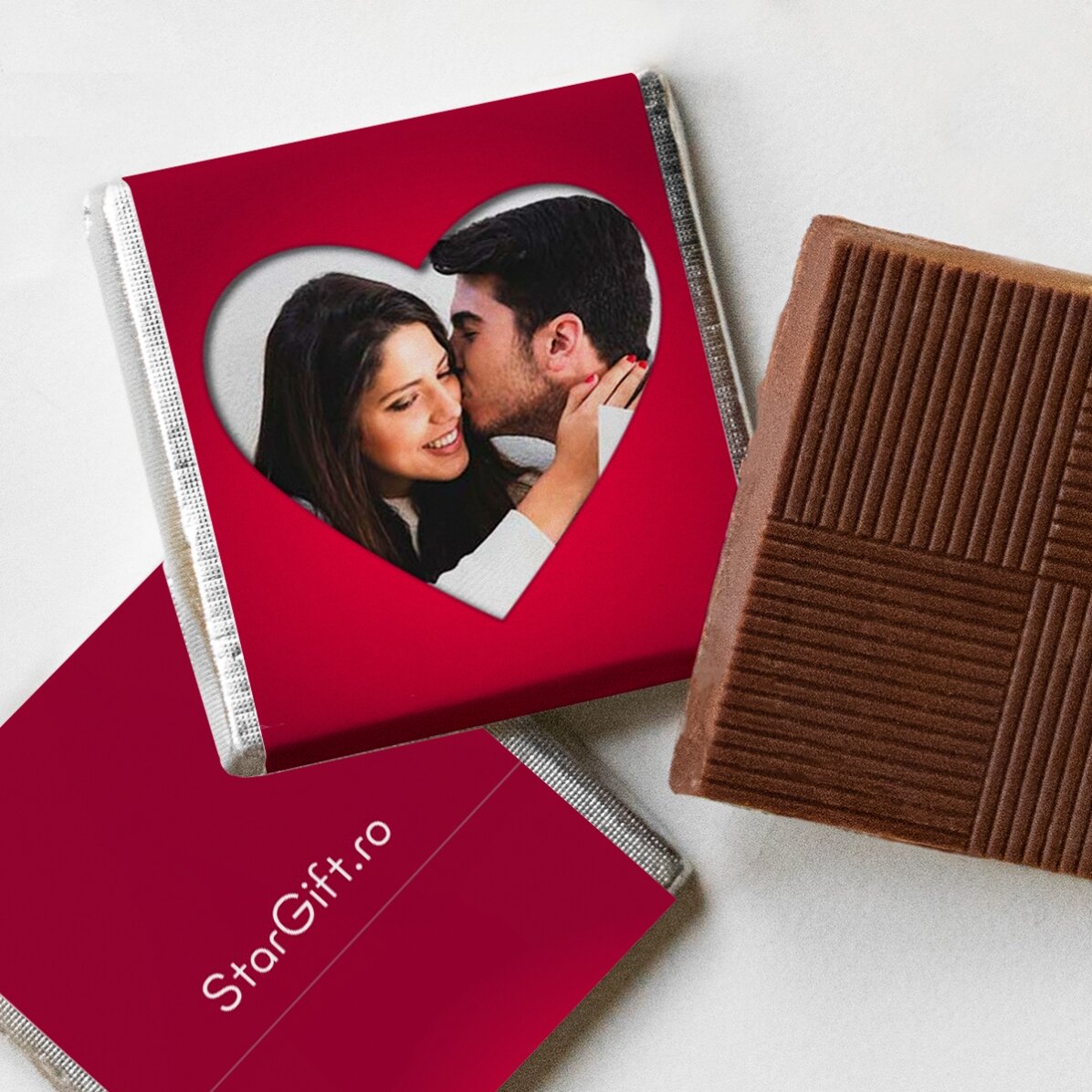 Set of 5 mini chocolates personalised with photos and text - Love