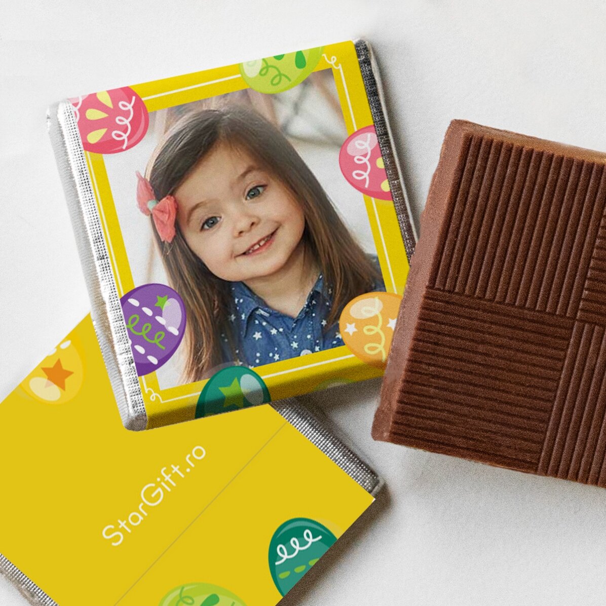 Set of 5 mini chocolates personalised with photos and text - Easter