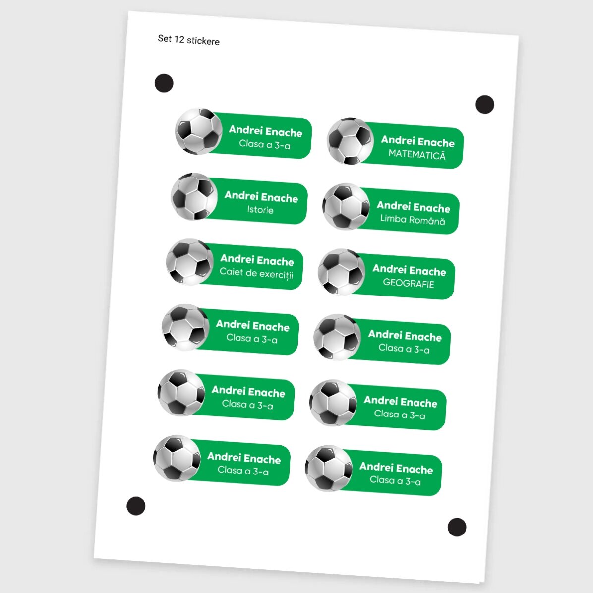 Set of 12 customised stickers (self-adhesive labels) for school - Sport