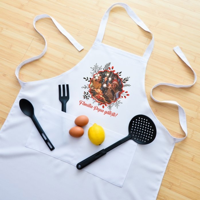 Personalised Christmas apron with a photo and text