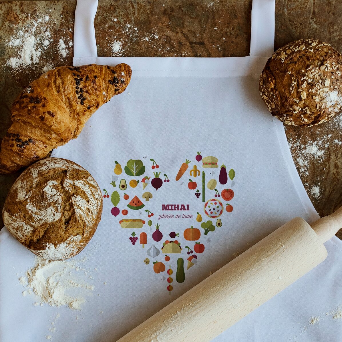 Προσαρμοσμένη τσάντα με κείμενο – μοντέλο «heart food»