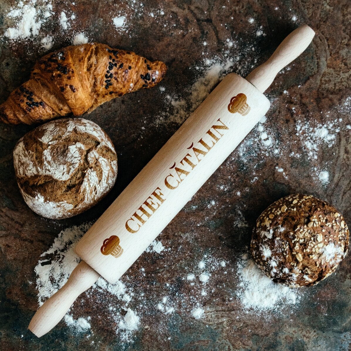 Personalised wooden rolling pin - Chef
